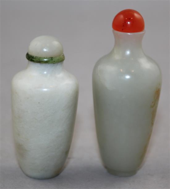 Two Chinese jade baluster snuff bottles, 1760-1900, Richards no.s 114 and 364